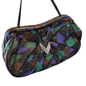 Multicolor Geometric Mimo Sacs Toronto Vintage lesther clutch shoulder purse